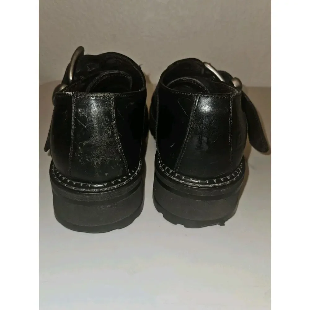 Vintage 90's BED STU Chunky Block Heeled Y2K Buckled Ankle Boots Size 10.5-11